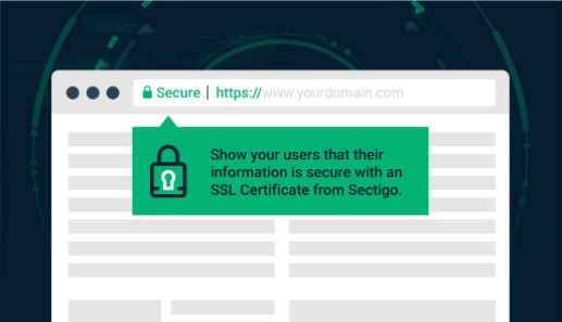 Sectigo SSL Certificate on animated web browser