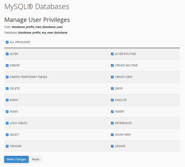 MySQL Databases Manage User Privileges